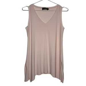 Sympli Womens Size 8 Pink Tunic Top V-Neck Sleeveless Sharkbite Hem Coquette